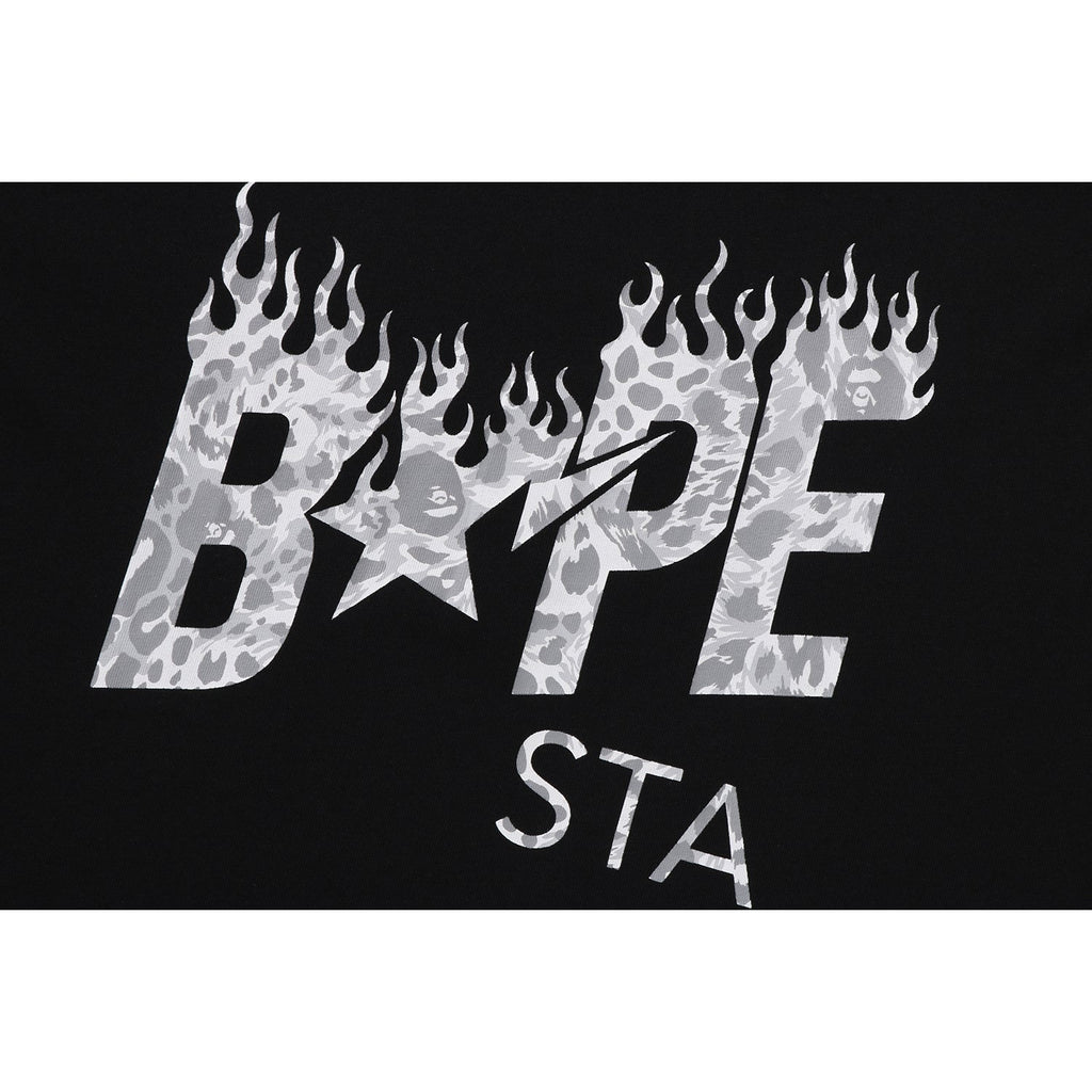 WILD LEOPARD PATTERN BAPE STA LOGO RELAXED FIT TEE MENS