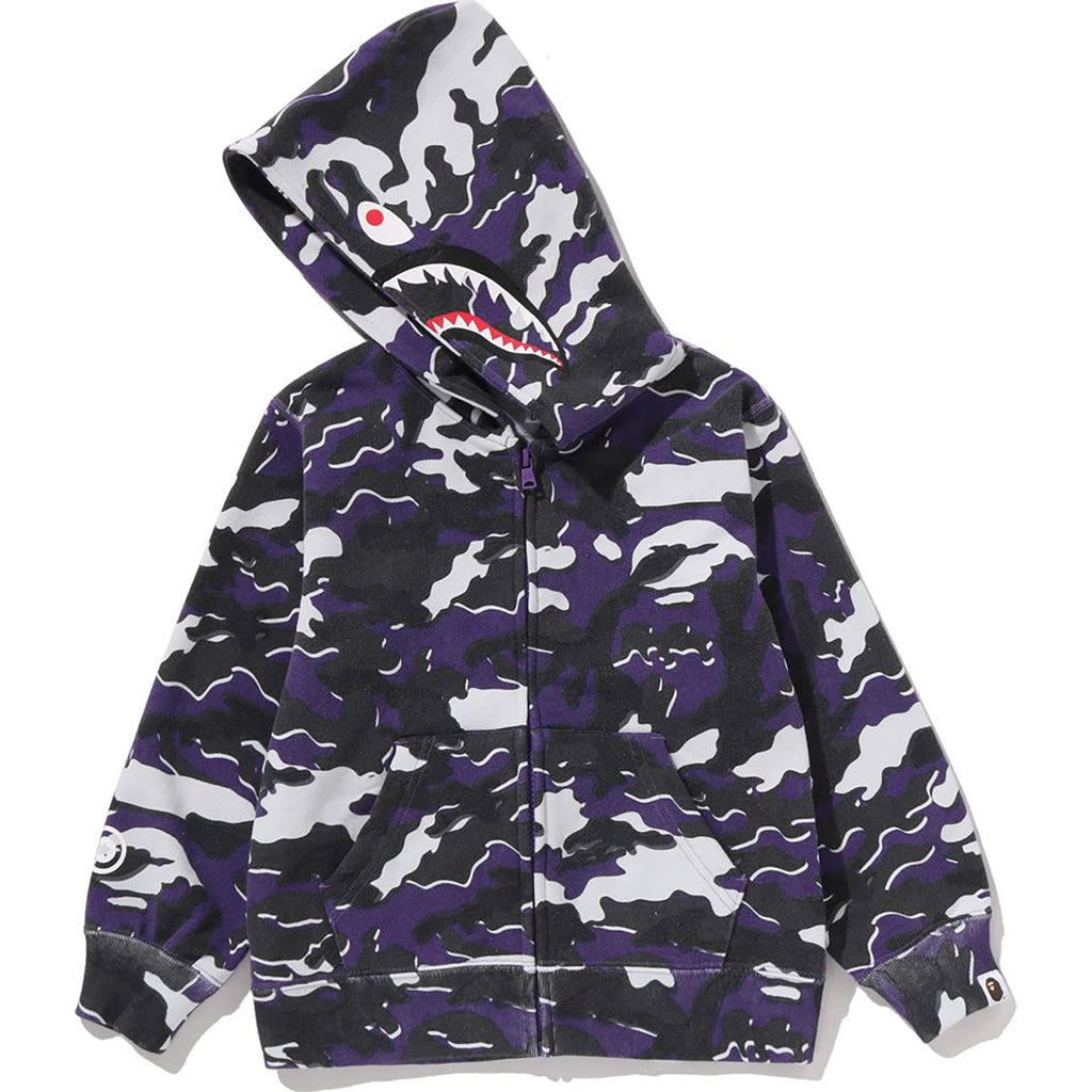 GLITCH WOODLAND CAMO SHARK ZIP HOODIE KIDS